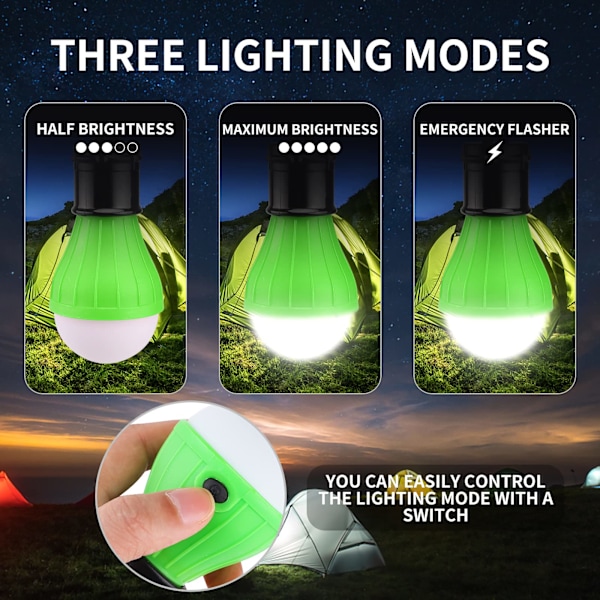 5 st Campinglampor LED Tältlampor med Karbinhakar Utomhus Mini Campinglykta Bärbar LED Tältlykta [Energiklass A]