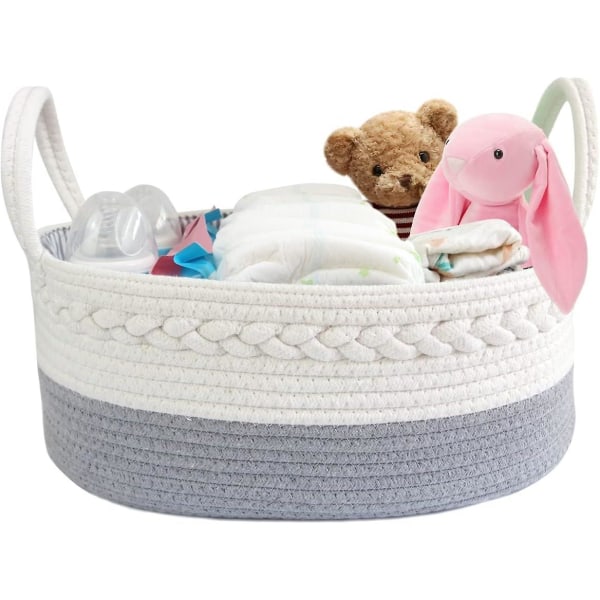 Babyblöj Caddy Organizer Repvävd För Blöjbyte Förvaring 3 Utbytbara Fack Nyfödd Duschpresent (39*25*18cm)
