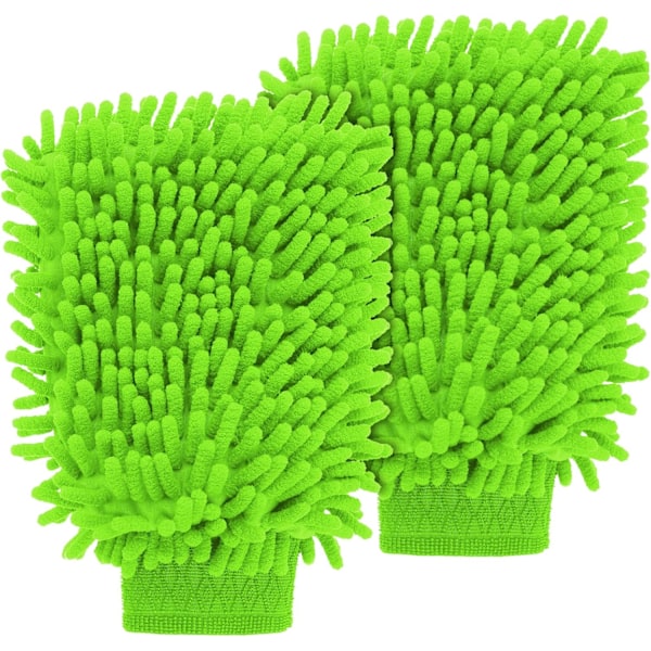 2 PCS Wash Cloths Car Cleaning Supplies Microfiber Towels Brush Wheel Detailing Kit Care Mitt Long Handle Sponge Interior Cleaner Drying Scratc