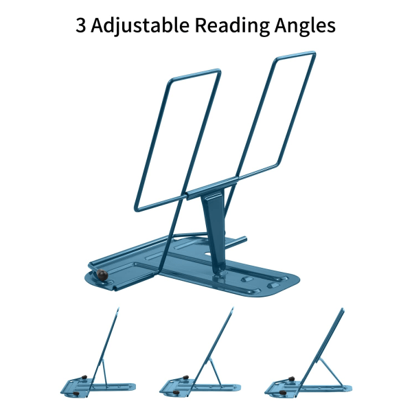 Bokstativ for lesing, bokstativ for kjøkken, justerbar metallholder for skrivebord Lærebokmateriale Nettbrettbokstativ for visning (marineblå)