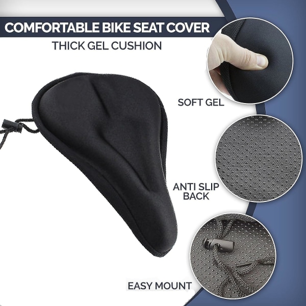 Gel Bike Seat Cover Padded-bicycle Saddle Soft Cushioned With Non Slip Pads For Road, Mountain, Exercise Bike-spin Bike Seat Cover