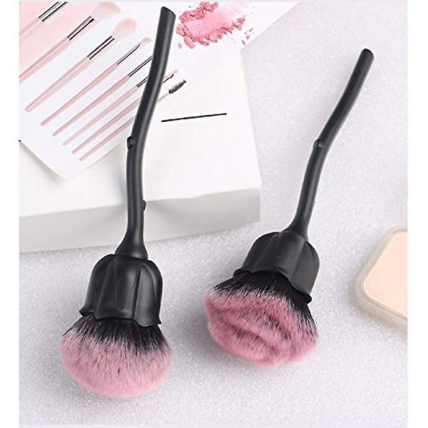 2 Pcs Rose Makeup Brush Blush Brush, Powder Makeup Brushes For Powder Cosmetic Black