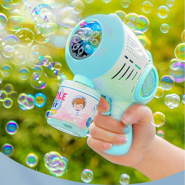 Bubbelmaskin, Elektrisk Bubbelpistol för Barn Småbarn, Uppladdningsbart Batteri Automatisk Bubbelblåsare med 5000+ Rikliga Bubbel/LED-Ljus Automatic Bubble Machine (Bule)
