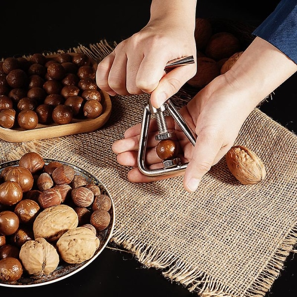 Nøddeknuser Sort Nøddeknuser Rustfrit Stål Nøddeknuser Værktøj Til Alle Nødder, Sort Valnød, Macadamia, Hasselnød, Paranød, Mandel, Pecan, W
