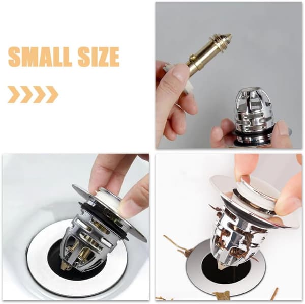 Baderomsvaskpropp Universal Vaskavløpspropp Pop-up Kobberavløpssil 6,2 cm Sølv