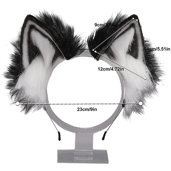 Animal Cosplay Ears Hårbånd Håndlaget Faux Plush Cat Fox Wolf Dog Ears