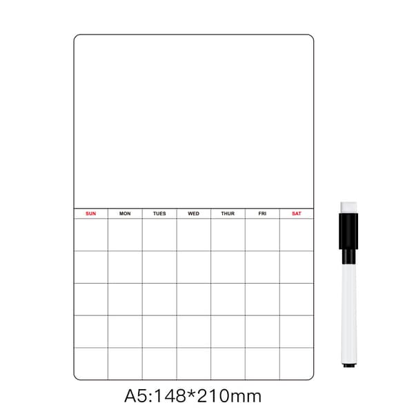 Magnetisk køleskabskalender tør slette whiteboard planner magnetisk notesblok til køleskab