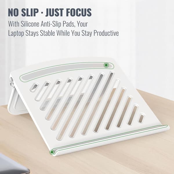 Søt justerbar laptopstativ - Sammenleggbart ventilert solid skrivebordsstativ, sklisikkert for MacBook hjemmekontor, morsom gave til kvinner White