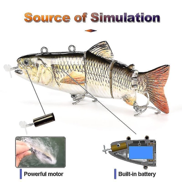Roboter-Svømmelokke Fiske Auto Elektrisk Lokke Agns Wobblere Til 4-segment Swimbait USB Genopladelig Blinkende LED Lys, Fiske E