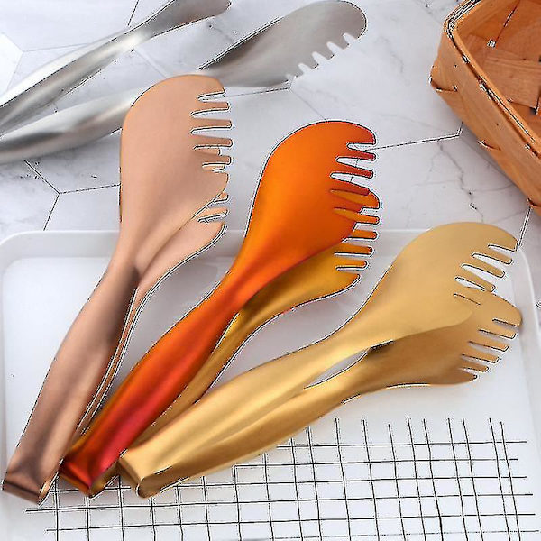 1 stk. Konditoriklemme Grilltang i rustfritt stål Rose Gold Brødklemme Anti-varme Matklemme Grilltang Serveringssett Kjøkkenredskap