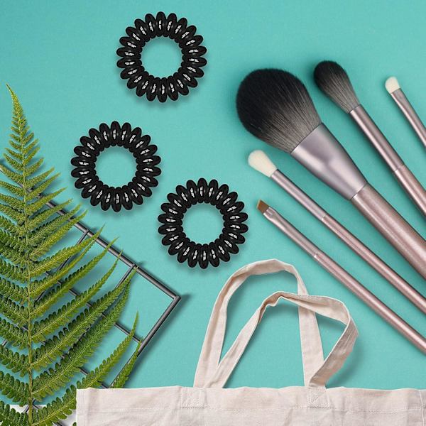 Hårband, 12 st svarta plastkrullar, spiralformade hästsvanshållare, telefonkabel Bobbles Bands Set för kvinnor flickor håraccessoarer black