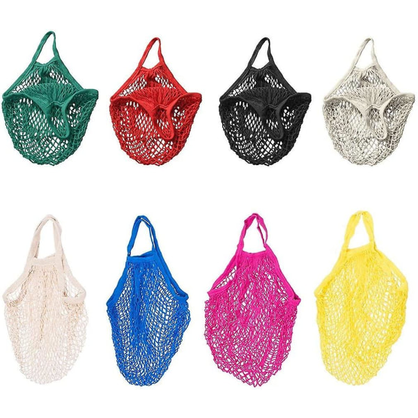 Bärbar multifunktionell nät shoppingväska bomull mesh tote väska återanvändbar shoppingväska för livsmedelsbutik strand röd 2 st
