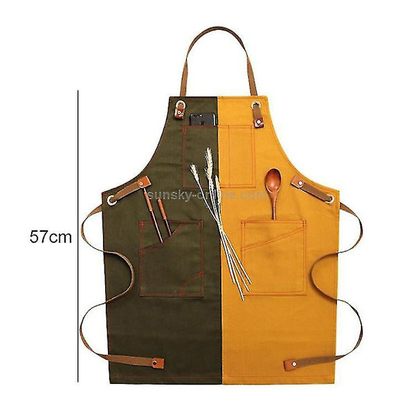 Kotitalouden Denim-esiliina Barista Kukallinen Maitotee-kauppa Parturi Työhaalarit - Lasten tyyli 57cm (kaksinkertainen väriyhdistelmä)