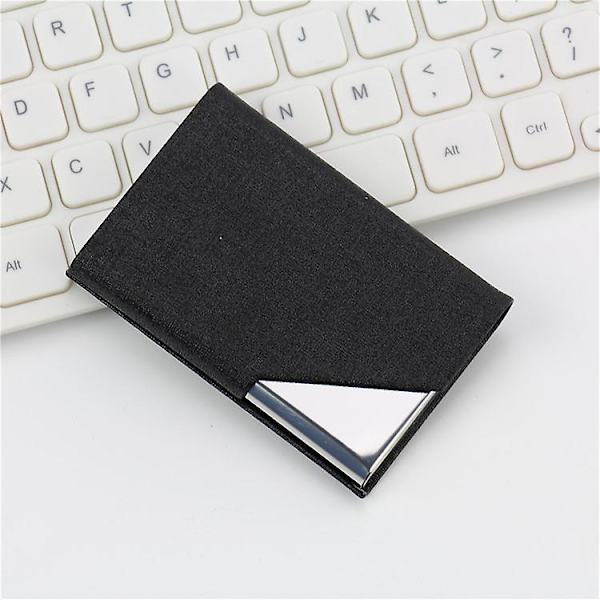 Jinxiu Visitkort Holder, Ultra Tynd Professionel PU Læder + Rustfrit Stål Visitkort Holder Til Rejser (1 Stk, Sort)
