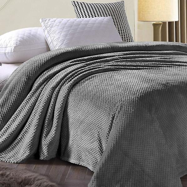 Flannel Tæppe, 167x228 Cm Blødt Sofa Tæppe, Waffle Fleece Tæpper Til Sofa, Baby Blå Tæppe
