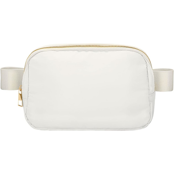 Bältesväska för kvinnor män Crossbody Fanny Pack Bum Hip Midjeväska med justerbar standardrem för löpning, Off White Bnylon Waterproof/Off White One Size