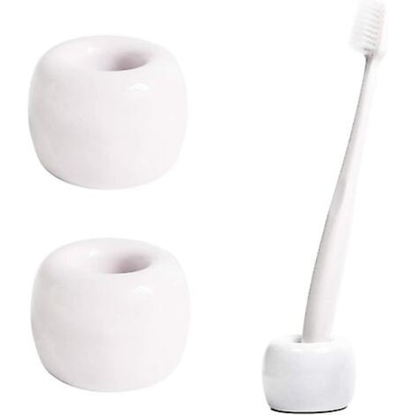 2 Mini handgjorda keramiska tandborstar förvaringsbox (vit)