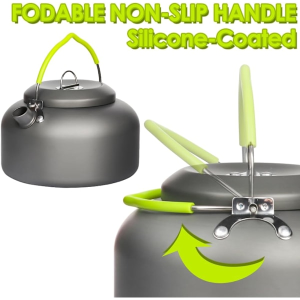 Camping Kokkärl Set Camping Matlagning Set Non Stick Familj Ryggsäck Matlagning Set Lätt Stapelbar Gryta Panna Skålar med Förvaringsväska för Utomhus 1.1l Kettle