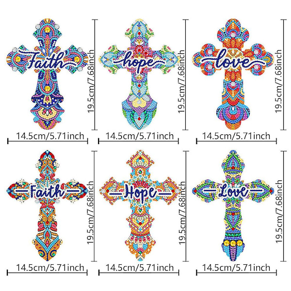 6 st Relax Cross Shaped Diamond Drawing Bokmärken Lätt Rolig Med Hänge
