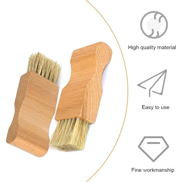2 st skoputsborste i trä med naturborst för läderskor, stövlar och väskor Wood