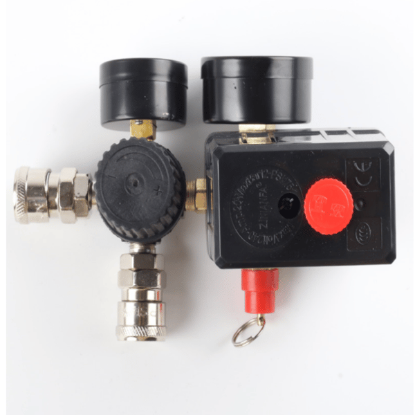 Luftkompressor trykafbryder kontrolventil, 90-120PSI trykregulator med trykmåler stiksæt