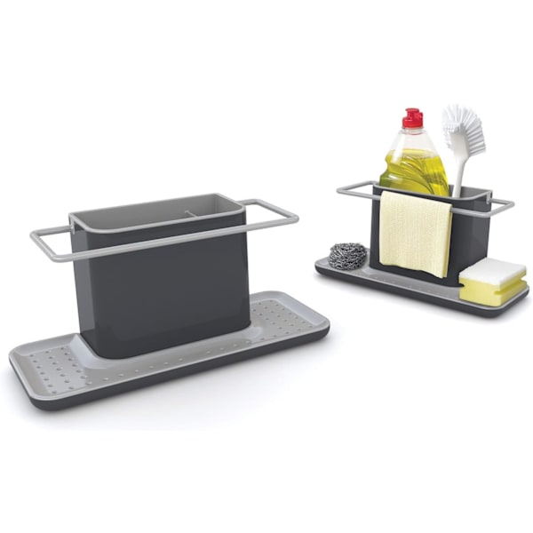 - Köksho Caddy Organiser för diskning, svampar, borstar med disktrasa hängare, Stor, Grå Grey Large