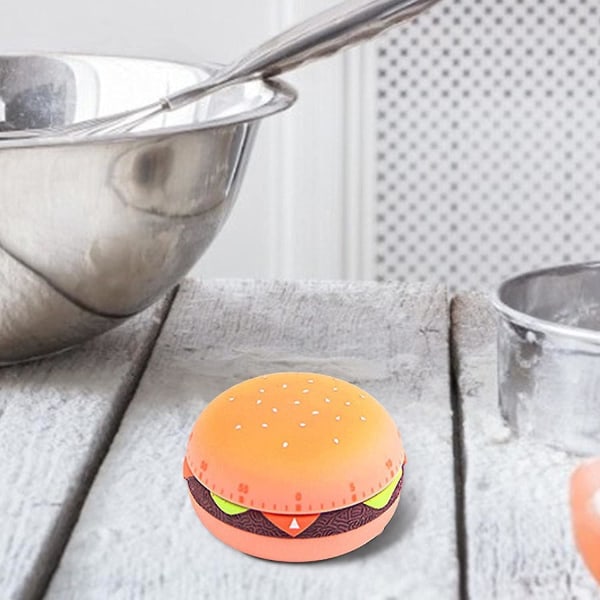 60 minutters mekanisk timer, hamburgerformet kjøkken-timer, påminnelsestimer for matlaging