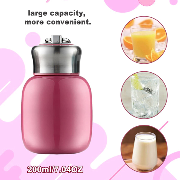Liten termosflaska, 200 ml vakuumisolerad vattenflaska, läckagesäker juice mjölk vakuum varm kall vattenflaska, present till flickor, pojkar