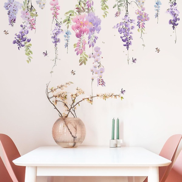 Kasvit Kukat Viiniköynnökset Perhoset Koristeellinen seinätarra Luova lastenhuoneen seinätarra Pvc