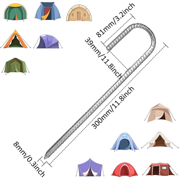 10 pakke jordankre, galvaniseret stål teltpløkker, J-krog fastgørelsespløkker, 12 tommer trampolin baldakin Heavy Duty stål jordanker