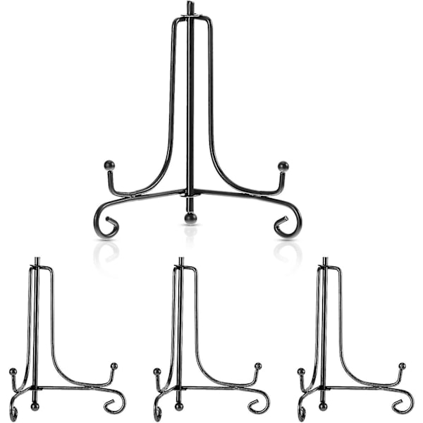 4 pakker jern display stand, jern staffeli display, fotoholder stand til boligindretning (sort, 7 tommer)