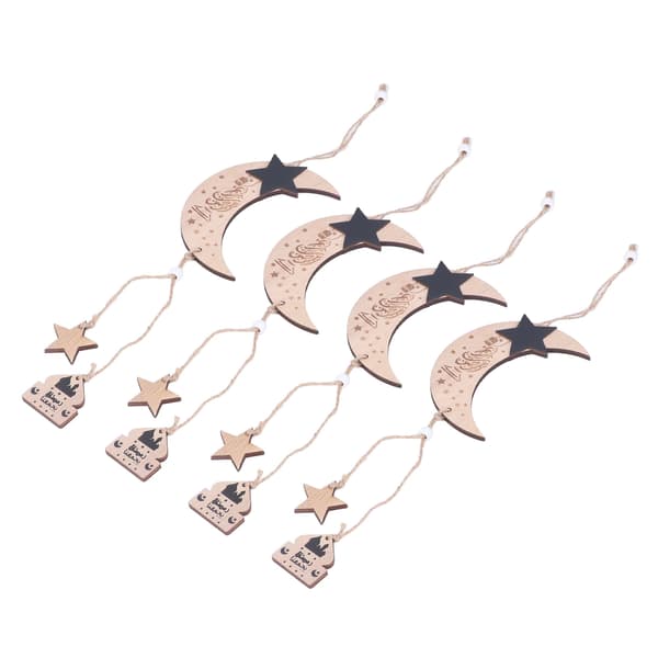 4 stk. Eid måne ornament i træ Måne stjerne Holdbart Udsøgt design Træ måne stjerne Vedhæng til hjemmefest kontor