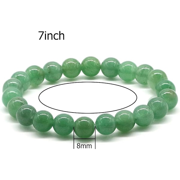 Kristall armband, 8mm Naturstenpärlor Armband, Läkande Kristall Armband för Kvinnor Män Green Aventurine