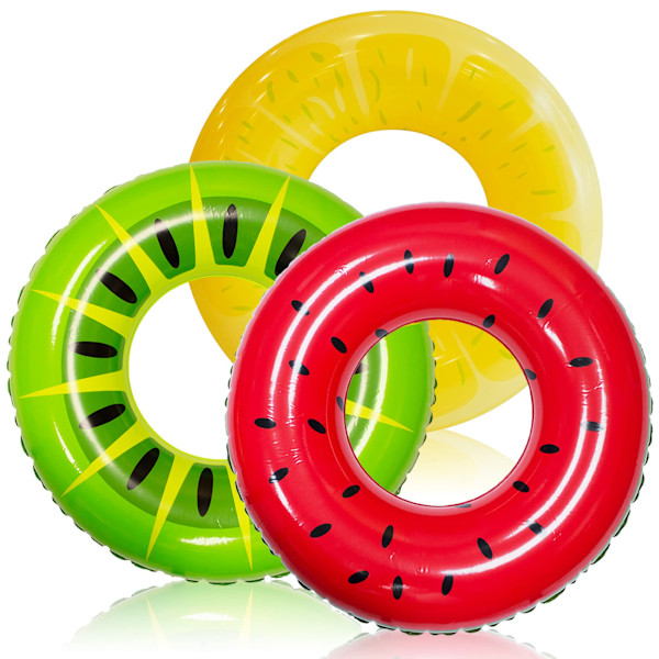 81,5 cm (3-pack), Gummiring för barn och vuxna, Poolleksaker för vuxna, Fruktuppblåsbara poolflottar för poolpartydekorationer