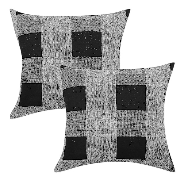2-pack Rutig Kuddfodral, Andningsbart Skrynkelbeständigt Linne Kuddfodral Skydd Rutiga Kuddfodral
