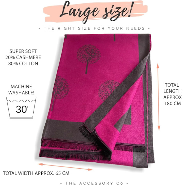 K Cashmere Tree Life Pläd-Sjal - Vändbar Sjal Kvinnor Pashmina Sjal, Vinter Sjal Kvinnor, Stor Wrap, Varm Sjal, Livets Träd Tryck Dam Sjal