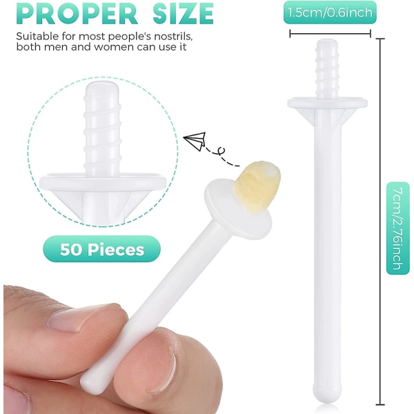 Nose Wax Stick Applikatorer Wand Plastic Wax Rod Næsehårfjerningsstrimler Fjernelse af næsebor Rengøring til rengøring af næsebor og fjernelse af næsehår (50)