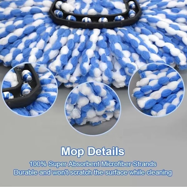 3 Pakkia Spin Mop -Päällisiä, Yhteensopiva Ocedar RinseClean 2-Säiliö Mop -Järjestelmän Kanssa, Mikrokuitu Mop -Täyttöpäät Kaikkien Kovapintaisten Lattioiden Puhdistukseen