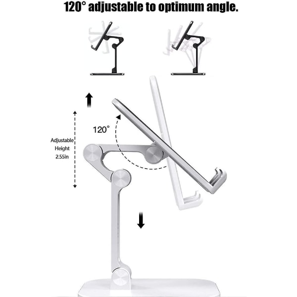 Mobiltelefonstativ, fullstendig sammenleggbar, vinkeljusterbar mobiltelefonstativ