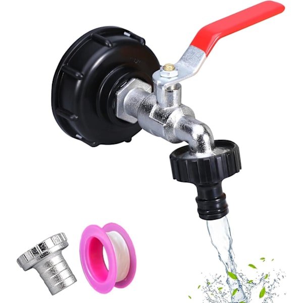 1000l Tankhane Med Vandingsslangehane Adapter, Ibc Haneforbindelse, Havehane Til Regnvandssamler (3/4\" Plastadapter)
