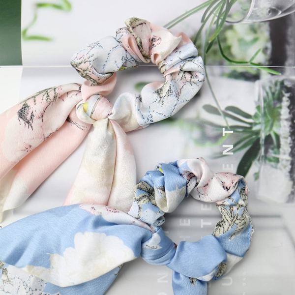 5 stk. satin hårspænder med sløjfe, blomsterhårbånd, elastiske hårbånd, hårbånd, hårbånd, hestehaleholder, hårtilbehør til kvinder og piger Mu multicoloured