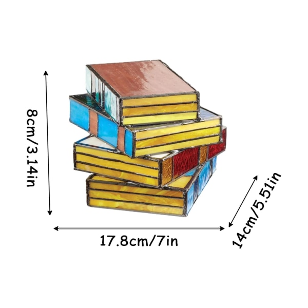 Målat glas staplade böcker Lampa, nattljus, ljusbok staplingslykta, staplad estetisk bordslampa för heminredning i sovrummet