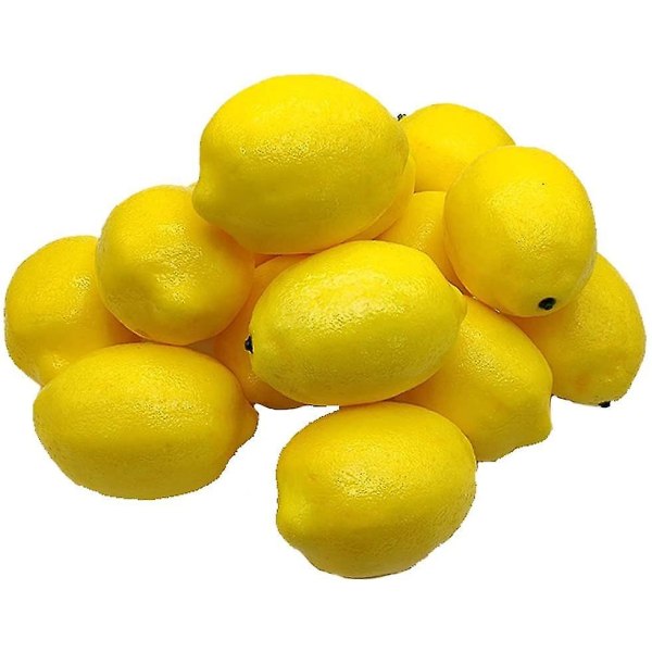 15 stk kunstige sitroner 8,5 cm kunstige frukter kunstig gul sitronskum