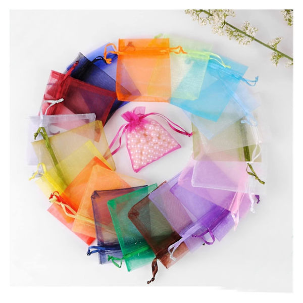Gavepose 10 stk Transparent Organzaposer Bryllup Slikæske Emballage Fødselsdagsfest Gaveæske Indpakning Flere Anvendelser (farve: Pink, Gavepose Størrelse: 7x9