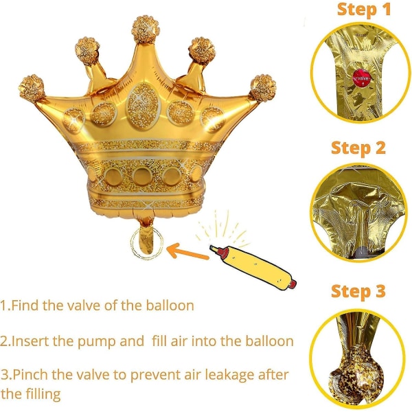 14 Pack Royal Prince Balloons - Gold Castle Crown Ballon til Prins Fødselsdagsfest