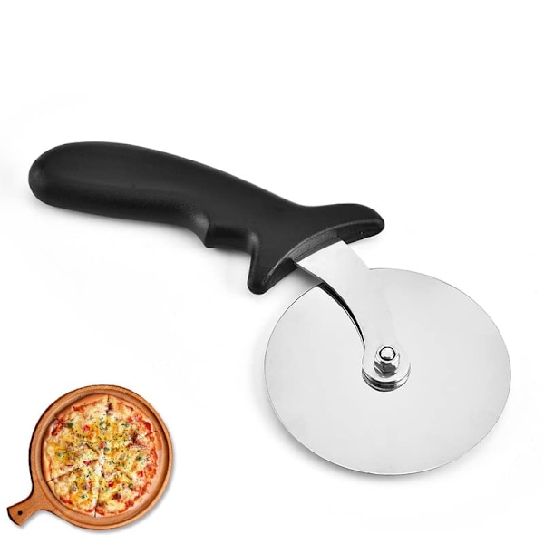 Pizzaskärare, Professionell Pizzaslicer, Rostfritt Stål Blad och Plasthandtag Halkfritt med Ergonomisk Design, Svart
