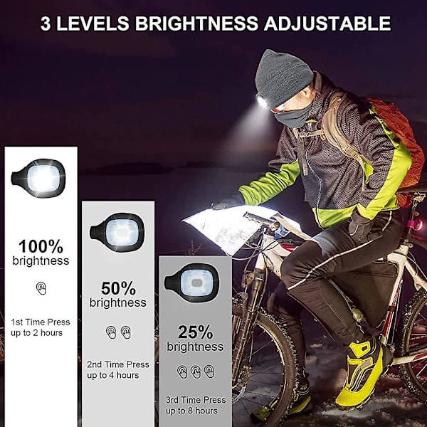 LED-belyst Beanie-hue til Voksne. USB-opladelig 4 LED Hovedlampehue. Unisex