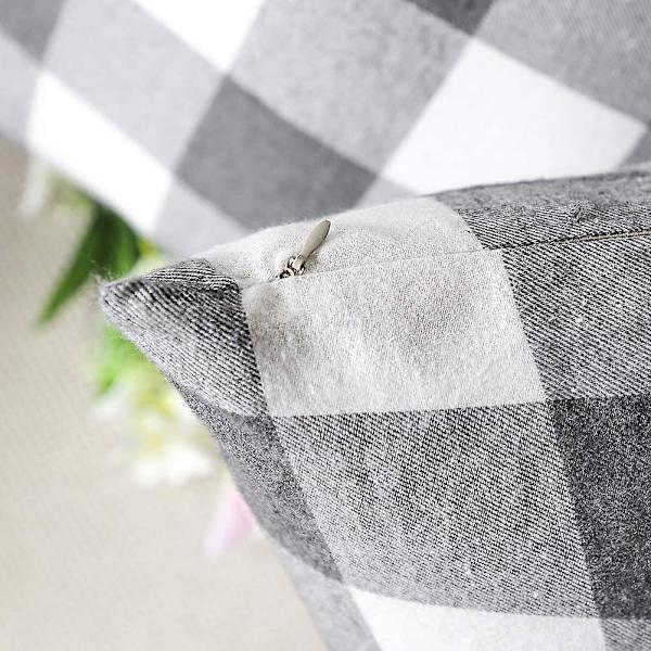 Set med 2 bondgårdsstilar Buffalo Check Rutig Kuddfodral Kuddeöverdrag Polyester för Soffa Grå och Vit, 20 x 20 Tum