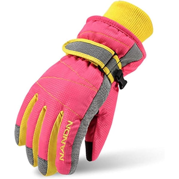 Barn Skidhandskar Vinter Kalla Väder Vindtäta Varma Snowboard Sport Vantar för Pojkar Flickor B  Pink 67 years old