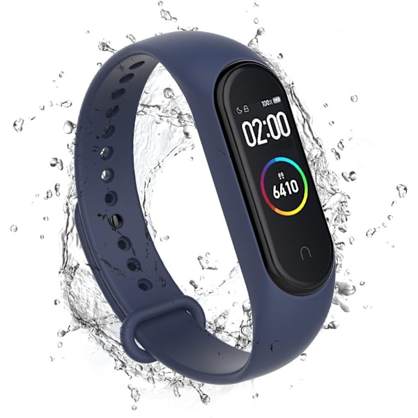 2-pack silikonarmband kompatibla med Xiaomi Mi Band 3/4, justerbara färgglada ersättningsarmband mjuka sportarmband ersättning för Xiao Black, Navy Blue